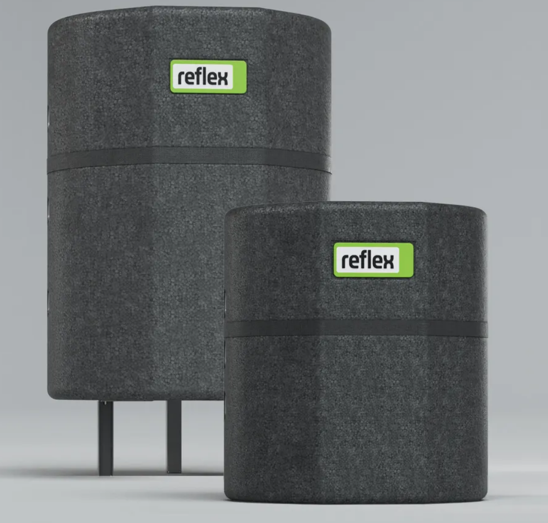 Reflex Minipuffer 100 Liter (Heizkreispuffer/Weiche) - Horizontale Anschlüsse – Produktbild für Wärmepumpen-Projekte…