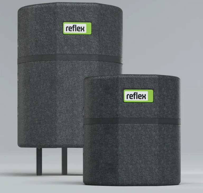 Reflex Minipuffer 100 Liter (Heizkreispuffer/Weiche) - Horizontale Anschlüsse – Produktbild für Wärmepumpen-Projekte…